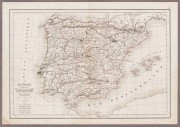 Антикварная карта Испании и Португалии, 1850-е годы.
