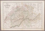 Антикварная карта Швейцарии, 1850-х годов.
