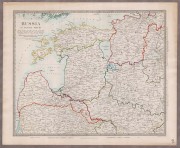 Карта Прибалтики, Белоруссии и Псковской области, 1850-е годы.