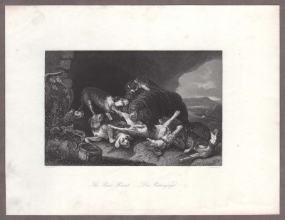 Охота на медведя с собаками, 1850-е года.