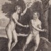 Бордоне. Адам и Ева, Антикварная гравюра 1650-е годы.