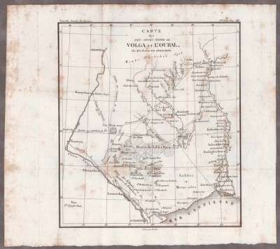 Антикварная карта России от Волги до Урала, 1821 год. 
