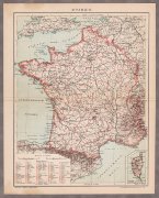 Антикварная карта Франции, 1890-е года.