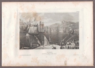 Португалия. Порту, вид на бухту с кораблями, 1835 год.