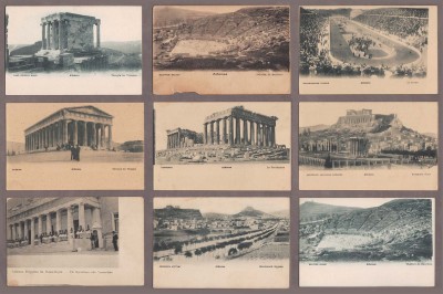 Греция, Афины. Лот из 9 антикварных открыток.