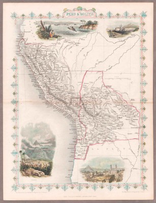 Карта Перу и Боливии с выходом к морю.