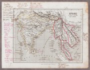 Антикварная карта Индии, Тайланда, Вьетнама, Мьянмы, Лаоса, Камбоджи.
