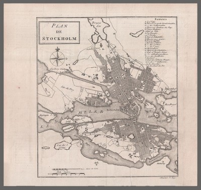 Швеция. Антикварный план Стокгольма, 1780-е года.