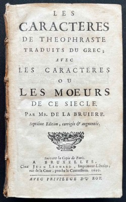 Лабрюйер. Характеры, или нравы нынешнего века, 1693 год.