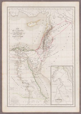 Антикварная карта Египта и Палестины, 1850-х годов.