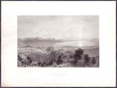 Швейцария. Вид на Лозанну, 1836 год.