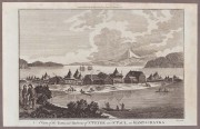 Камчатка: Вид на город и залив Святого Петра и Павла, 1780е годы.
