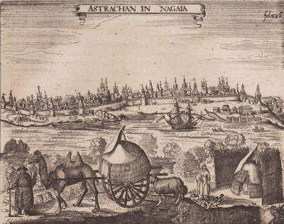 Астрахань. Вид на город в древности, 1647 год.
