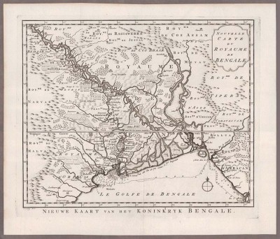 Бенгалия. Антикварная карта Индии и Бангладеша, [1757] год.
