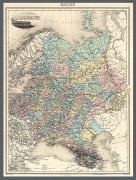 Карта России. Европейская часть Российской Империи 1860 год.