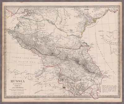 Карта Юга России, Северного Кавказа и Закавказья, 1835 год.