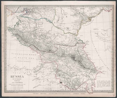 Карта Юга России, Северного Кавказа и Закавказья, 1835 год.