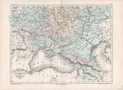 Российская империя. Карта Украины, 1855 год.