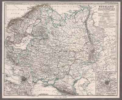 Карта Европейской части России и Скандинавии, 1870-е года.