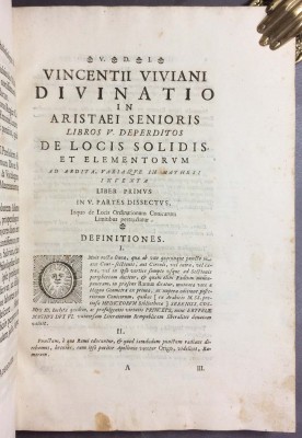 Вивиани. Трактат о геометрии Аристея Младшего, [1701] год.