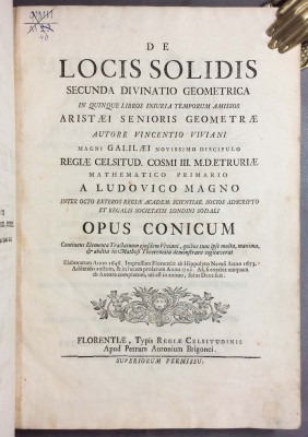 Вивиани. Трактат о геометрии Аристея Младшего, [1701] год.