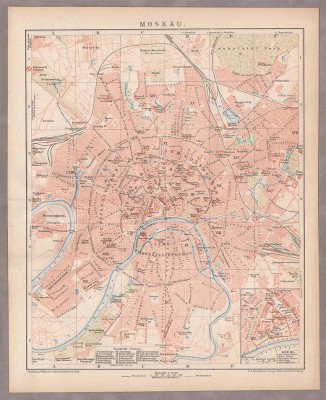 План / карта Москвы, 1890-е года.