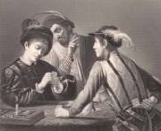 Караваджо. Игроки (The Gamesters). Гравюра 1850-х годов.