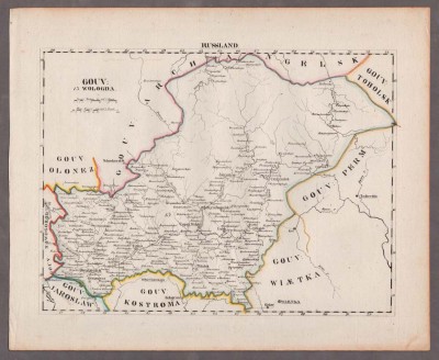 Вологда. Карта Вологодской губернии, 1820-е года. 