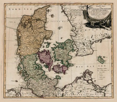 Карта Датского Королевства и Герцогства Гольштейн, 1789 год.