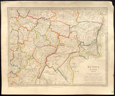 Карта Юго-Восточных областей (Владимир, Саратов, Пенза, Казань, Оренбург) 1835 года.