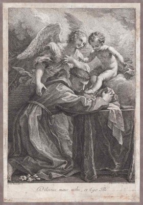 Святой Антоний Падуанский, поклоняющийся младенцу Иисусу.