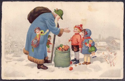 Антикварная новогодняя открытка.
