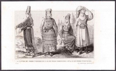 Костюмы народов России: Черемисы (марийцы), мордовки и чувашки.