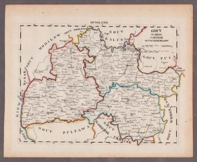 Россия. Карта Орел, Курск, Чернигов. 1820-е года. 