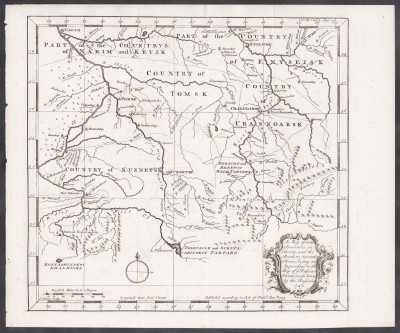 Карта Сибири: Новокузнецк, Томск, Красноярск, 1753 год.
