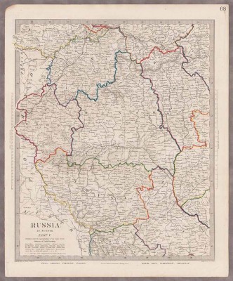 Антикварная карта Белоруссии и Украины, 1850-е годы.