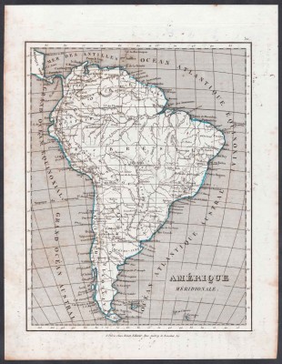 Антикварная карта Южной Америки 1830-х годов.