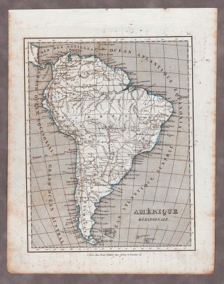 Антикварная Карта Южной Америки. Гравюра 1830-х года.