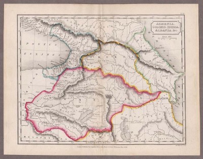 Карта Кавказа: Армения, Колхида, Иберия и Албания, 1829 год.