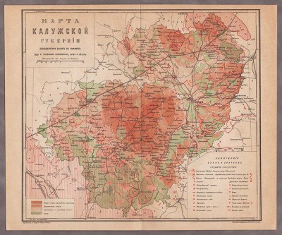 Карта Калужской губернии, конца XIX века.