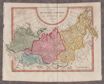 Карта России + фрагмент энциклопедии, 1822 год.