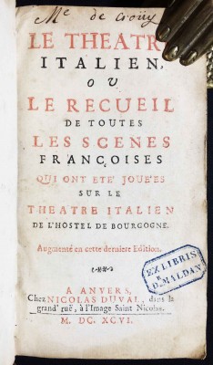  Итальянский театр. Антикварная книга на французском, 1696 год. 