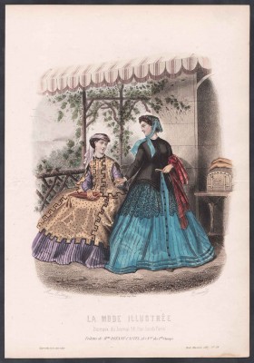 Французская мода. Антикварные гравюры 1867 года. Французская мода. Антикварные гравюры 1867 года.