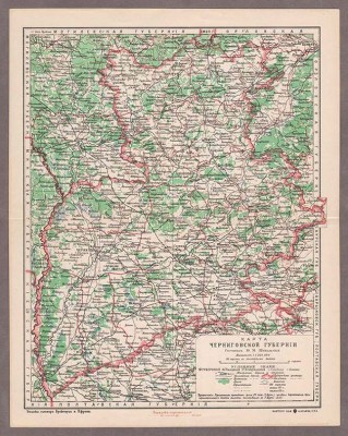 Карта Черниговской губернии, конца XIX века.