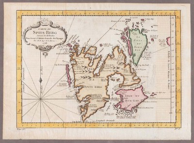 Антикварная карта Шпицбергена, 1758 год.