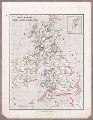 Антикварная карта Великобритании. Гравюра 1830-х годов. 
