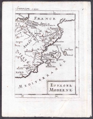 Карта Испании (Каталония, Валенсия, Арагона, Ибица).