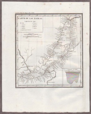 Бурятия. Антикварная карта озера Байкал, 1821 год.