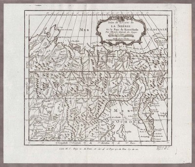 Антикварная карта Сибири и Камчатки, 1750-е годы.
