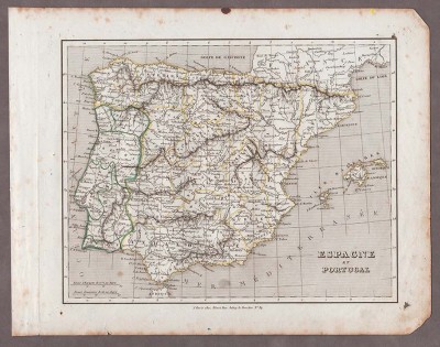 Карта Испании 1830-х годов.